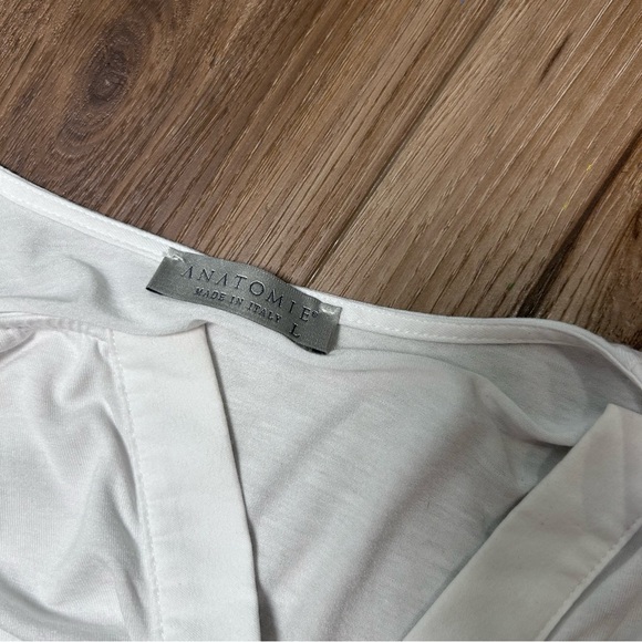Anatomie white Henley top size large long sleeve stretch travel pockets STAIN - Picture 5 of 7